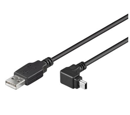 Kabelis USB A kištukas - mini USB kištukas 90° kampu,1.8m juodas CABLE-90MINI 4040849930164; 4040849939716