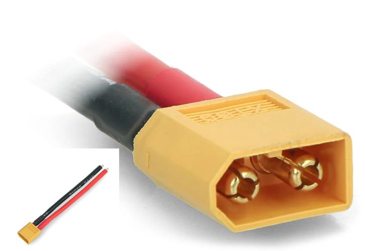 Kištukas XT60 2pin su laidais 10cm, srovė iki 65A CABLE-XT60/M 5904422310493