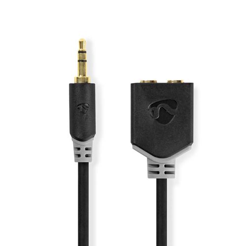 Stereo Audio Cable | 3.5 mm Male | 2x 3.5 mm Female | Gold Plated | 0.20 m | Round | Anthracite | Box CABW22100AT02