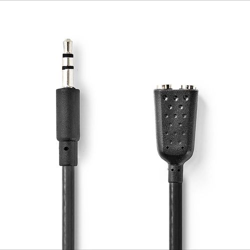 Stereo Audio Cable | 3.5 mm Male | 2x 3.5 mm Female | Nickel Plated | 0.20 m | Round | Box CAGB22100BK02