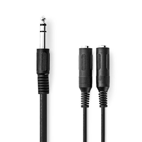 Stereo Audio Cable | 6.35 mm Male | 2x 6.35 mm Female | Nickel Plated | 0.20 m | Round | Box CAGB23110BK02 5412810420230