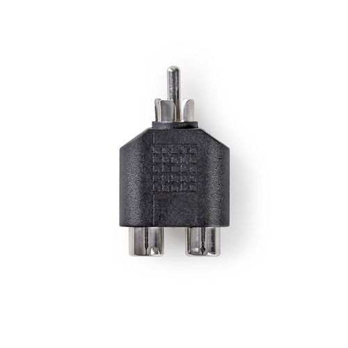 Subwoofer Adapter | RCA Male | 2x RCA Female | Nickel Plated | Straight | ABS | Black | 1 pcs | Box CAGB24940BK