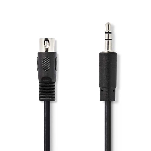 DIN Audio Cable | DIN 5-Pin Male | 3.5 mm Male | Nickel Plated | 2.00 m | Round | PVC | Black | Label CAGL20100BK20