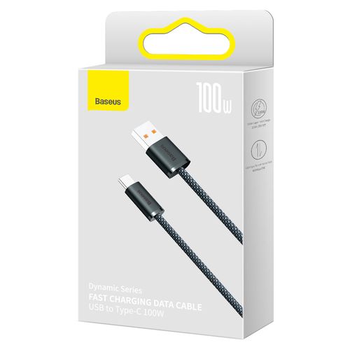 Kabelis USB A kištukas - USB C kištukas 2.0m 100W  (netinka iPhone 15 įkrovimui) Dynamic pilkas BASEUS CALD000716 6932172607449