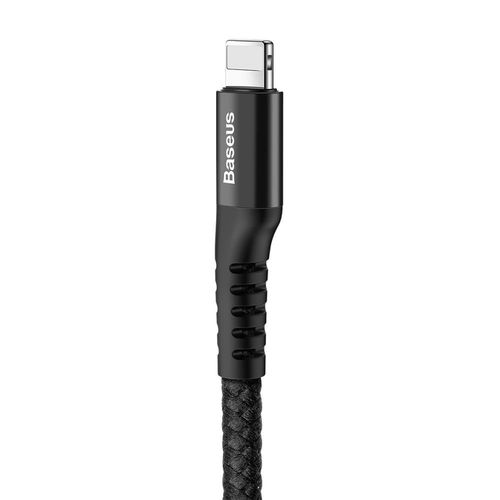 Cable Spring type USB A plug - IP Lightning plug 1.0m 2A black BASEUS CALSR-01 6953156277397