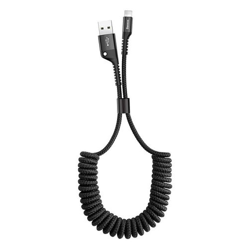 Cable Spring type USB A plug - IP Lightning plug 1.0m 2A black BASEUS CALSR-01 6953156277397