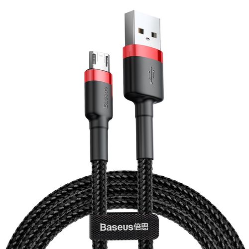 Kabelis USB A kištukas - micro USB kištukas 1.0m QC3.0 su nailoniniu šarvu Cafule raudonas/juodas BASEUS CAMKLF-B91 6953156280342