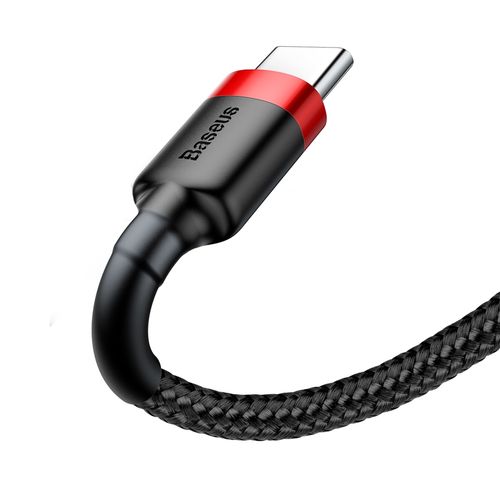 Kabelis USB A kištukas - USB C kištukas, 1.0m QC3.0 su nailoniniu šarvu raudonas/juodas BASEUS CATKLF-B91 6953156278219