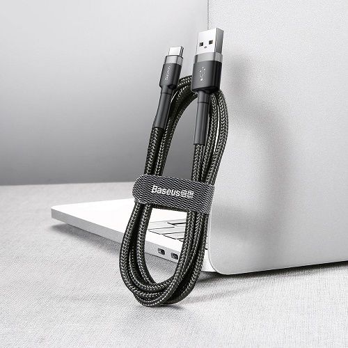 Cable USB A plug - USB C plug 2.0m QC3.0 grey+black BASEUS CATKLF-CG1 6953156278233