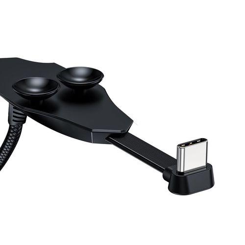 Kabelis USB2.0 A kištukas - USB C kištukas, 1.2m su laikikliu prilimpančiu prie telefono, su nailoniniu šarvu juodas BASEUS CATXA-A01 6953156296817