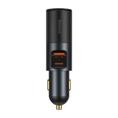 Automobilinis įkroviklis 12-24V 120W USB + USB-C su lizdu cigarečių pridegėjui, pilkas CCBT-C0G 6953156206694