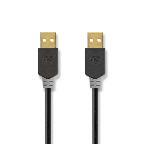 USB Cable | USB 2.0 | USB-A Male | USB-A Male | 480 Mbps | Gold Plated | 2.00 m | Round | PVC | Anthracite | Box CCBW60000AT20