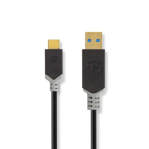 USB Cable | USB 3.2 Gen 1 | USB-A Male | USB-C™ Male | 60 W | 5 Gbps | Gold Plated | 1.00 m | Round | PVC | Anthracite | Window Box CCBW61600AT10 5412810263615