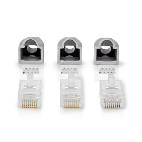 RJ45 Connector | Male | Solid UTP CAT6 | Straight | Gold Plated | 10 pcs | PVC | Grey | Box CCBW89355GY 5412810265695