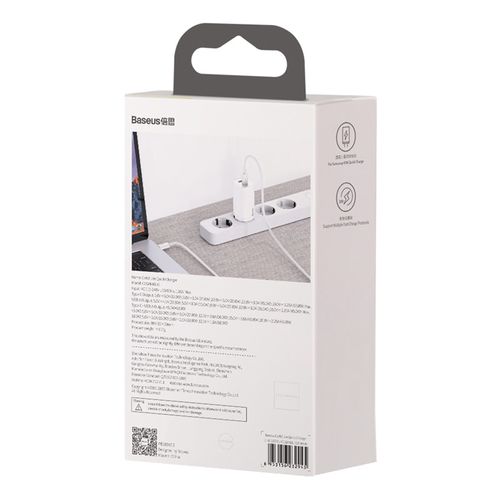 Sieninis įkroviklis GaN2 Lite 65W USB + USB-C QC4+ PD3.0 SCP FCP AFC, baltas CCGAN2L-B02 6953156232945