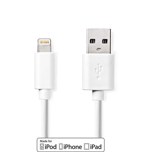 Lightning Cable | USB 2.0 | Apple Lightning 8-Pin | USB-A Male | 480 Mbps | Nickel Plated | 1.00 m | Round | PVC | White | Box CCGB39300WT10 5412810288762