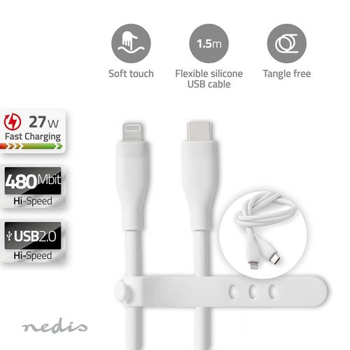 Lightning Cable | USB 2.0 | Apple Lightning 8-Pin | USB-C™ Male | 480 Mbps | Nickel Plated | 1.50 m | Round | Silicone | White | Box CCGB39800WT15 5412810417971