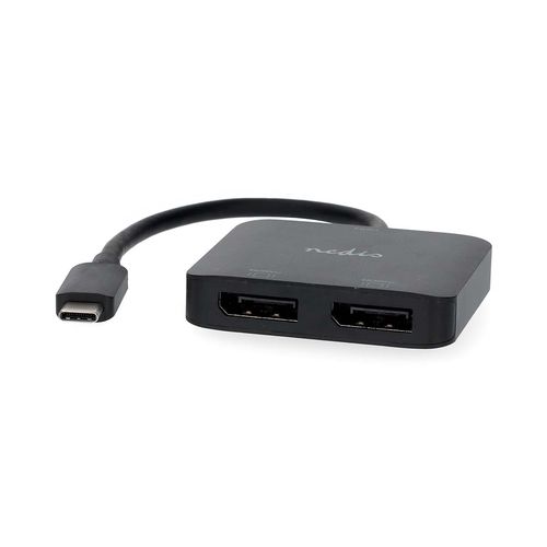 USB-C™ Adapter | USB 3.2 Gen 1 | USB-C™ Male | 2x Displayport Female | 4K@60Hz | 0.20 m | Round | Nickel Plated | PVC | Black | Box CCGB64375BK02