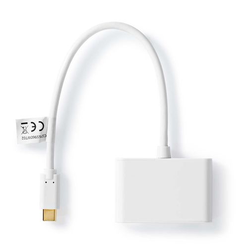 USB Multi-Port Adapter | 2-in-1 | USB 3.2 Gen 1 | USB-C™ Male | 2x USB-A | 1000 Mbps | 0.20 m | Round | Nickel Plated | PVC | White | Blister CCGB65960WT02 5412810328772