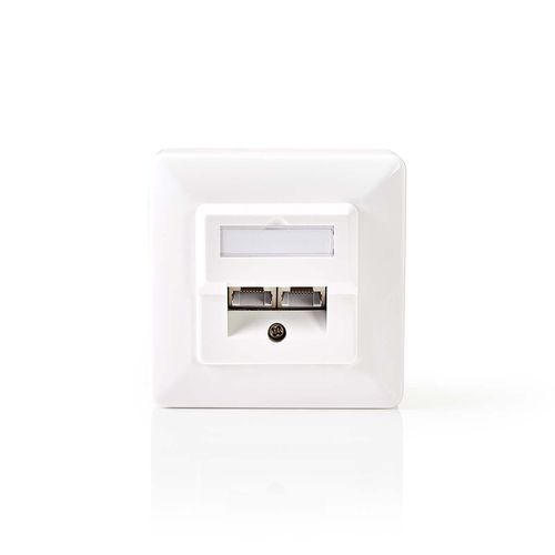 Network Wall Box | In-Wall | 2 port(s) | CAT5e | Straight | Female | Gold Plated | ABS | White | Box CCGB89150IV