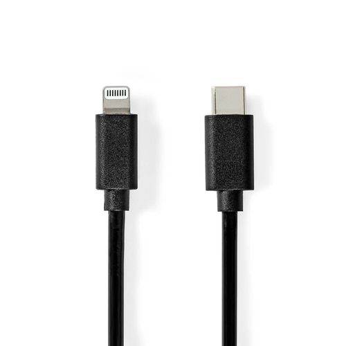 Lightning Cable | USB 2.0 | Apple Lightning 8-Pin | USB-C™ Male | 480 Mbps | Nickel Plated | 1.00 m | Round | PVC | Black | Label CCGL39650BK10