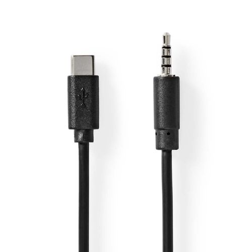 USB-C™ Adapter | USB 2.0 | USB-C™ Male | 3.5 mm Male | 1.00 m | Round | Nickel Plated | Black | Label CCGL65950BK10 5412810422210