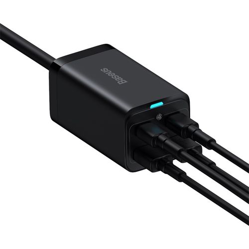 Sieninis įkroviklis GaN3 Pro 100W 2xUSB + 2xUSB-C QC4+ PD3.0 su USB-C 1.5m laidu, juodas CCGP000101 6953156209053