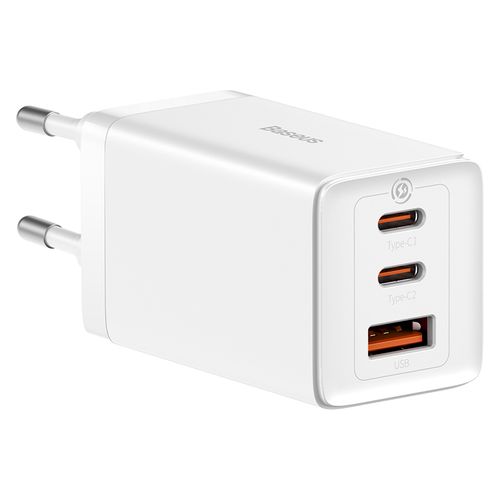 Настенное зарядное устройство GaN5 Pro 65W USB + 2xUSB-C QC3.0 PD3.0 с кабелем USB-C 1м, белый CCGP120202 6932172617516