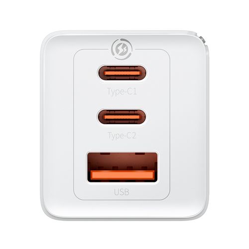 Sieninis įkroviklis GaN5 Pro 65W USB + 2xUSB-C QC3.0 PD3.0 su USB-C 1m laidu, baltas CCGP120202 6932172617516