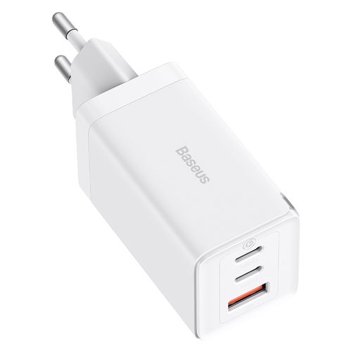 Настенное зарядное устройство GaN5 Pro 65W USB + 2xUSB-C QC3.0 PD3.0 с кабелем USB-C 1м, белый CCGP120202 6932172617516