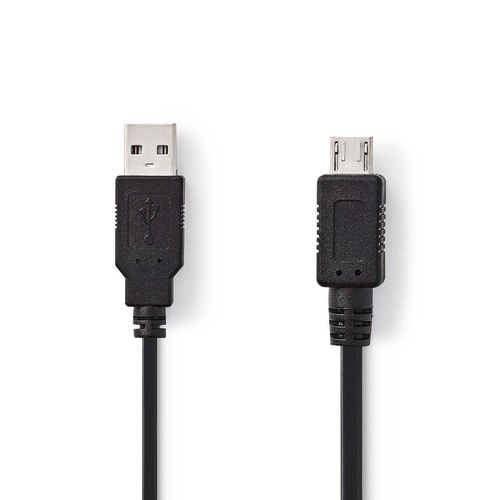 USB Cable | USB 2.0 | USB-A Male | USB Micro-A | 480 Mbps | Nickel Plated | 2.00 m | Round | PVC | Black | Polybag CCGP60400BK20 5412810275090