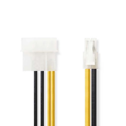 Internal Power cable | P4 Male | Molex Male | Gold Plated | 0.20 m | Round | PVC | Black / Yellow | Polybag CCGP74340VA015