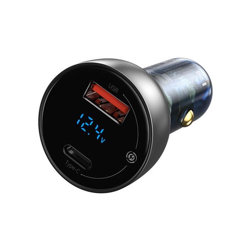 Automobilinis įkroviklis 12-24V 65W USB + USB-C QC4.0 PD3.0 su įtampos, srovės indikacija CCKX-C0A 6953156223172