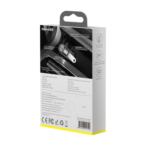 Automobilinis FM modulatorius su Bluetooth 12-24V 2xUSB 3.1A, LED indikacija, pilkas CCNLZ-0G 6953156215740