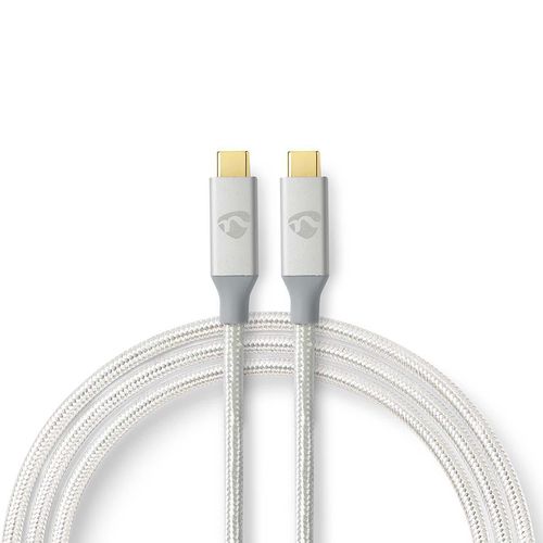 USB Cable | USB 3.2 Gen 2x2 | USB-C™ Male | USB-C™ Male | 100 W | 4K@60Hz | 20 Gbps | Gold Plated | 1.00 m | Round | Braided / Nylon | Silver | Cover Window Box CCTB64020AL10