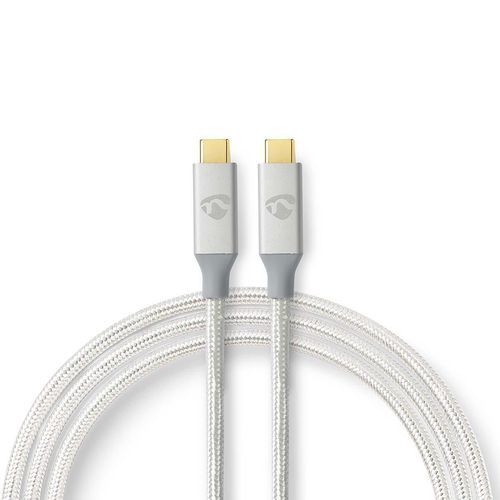 USB Cable | USB 3.2 Gen 2x2 | USB-C™ Male | USB-C™ Male | 100 W | 4K@60Hz | 20 Gbps | Gold Plated | 2.00 m | Round | Braided / Nylon | Silver | Cover Window Box CCTB64020AL20