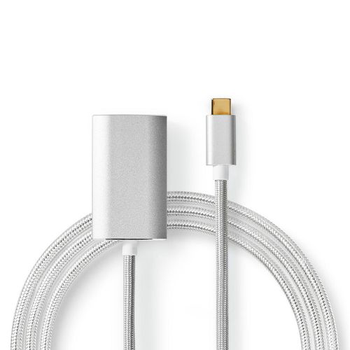 USB-C™ Adapter | USB 3.2 Gen 1 | USB-C™ Male | HDMI™ Output | 4K@60Hz | Power delivery | 2.00 m | Round | Gold Plated | Braided / Nylon | Silver | Cover Window Box CCTB64680AL20
