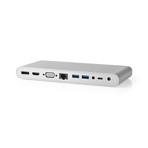 USB Docking Station | USB 3.2 Gen 1 | USB-C™ Male | DisplayPort Female / HDMI™ Output / RJ45 Female / VGA Female / 2x 3.5 mm Female / 2x USB-C™ / 4x USB-A | 0.20 m | Round | Nickel Plated | Braided / Nylon | White | Window Box with Euro Lock CCTB64991AL02 5412810329595