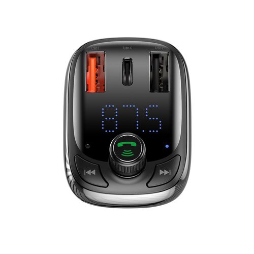 Automobilinis FM moduliatorius su Bluetooth 12-24V 2xUSB + USB-C 5A, LED indikacija, juodas CCTM-B01 6953156205253; 6953156297166