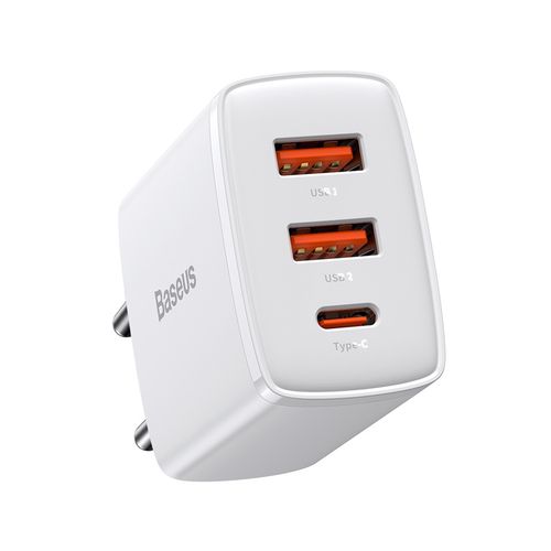 Sieninis įkroviklis 30W 2xUSB + USB-C QC3.0 PD3.0, baltas CCXJ-E02 6953156207301