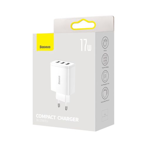 Wall Charger 17W 3xUSB 3.4A, White CCXJ020102 6932172606978