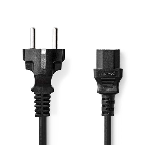 Power Cable | Plug with earth contact male | IEC-320-C13 | Straight | Straight | Nickel Plated | 2.00 m | Round | PVC | Black | Label CEGL10030BK20 5412810425082
