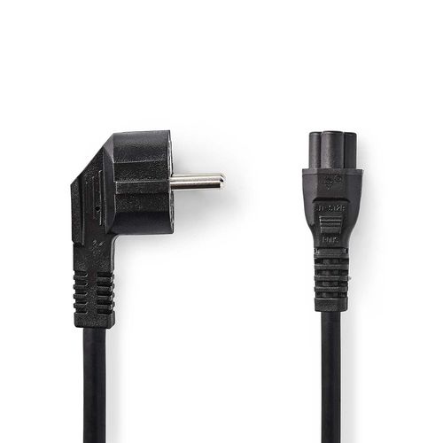 Power Cable | Plug with earth contact male | IEC-320-C5 | Angled | Straight | Nickel Plated | 2.00 m | Round | PVC | Black | Label CEGL10100BK20 5412810425112