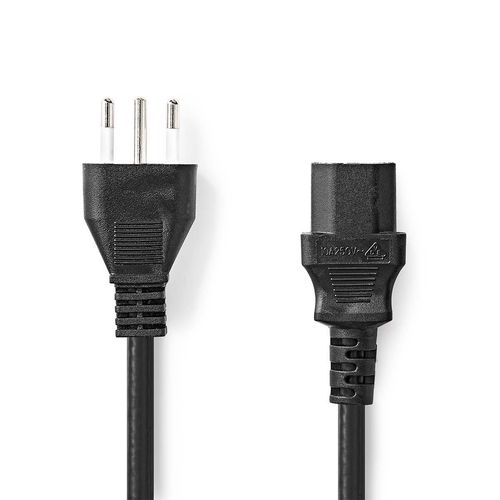 Power Cable | Italy Male | IEC-320-C13 | Straight | Straight | Nickel Plated | 2.00 m | Round | PVC | Black | Label CEGL11300BK20 5412810425327