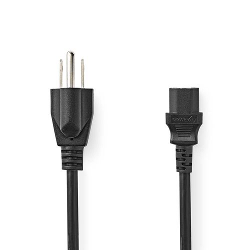 Power Cable | USA Male | IEC-320-C13 | Straight | Straight | Nickel Plated | 2.00 m | Round | PVC | Black | Label CEGL11500BK20 5412810425358