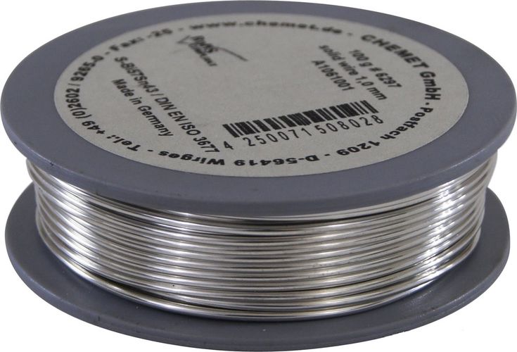 Soldering wire, low melting temperature Bi57Sn43 1mm 100g without flux Chemet CHM-Bi57Sn43-100/1 4250071508028