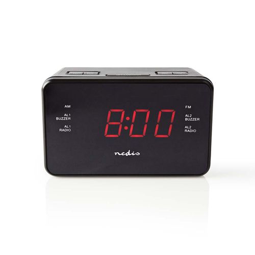 Digital Alarm Clock Radio | LED Display | 1x 3.5 mm Audio Input | Time projection | AM / FM | Snooze function | Sleep timer | Number of alarms: 2 | Black CLAR002BK 5412810274086