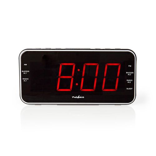 Digital Alarm Clock Radio | LED Display | 1x 3.5 mm Audio Input | Time projection | AM / FM | Snooze function | Sleep timer | Number of alarms: 2 | Black CLAR004BK 5412810274109