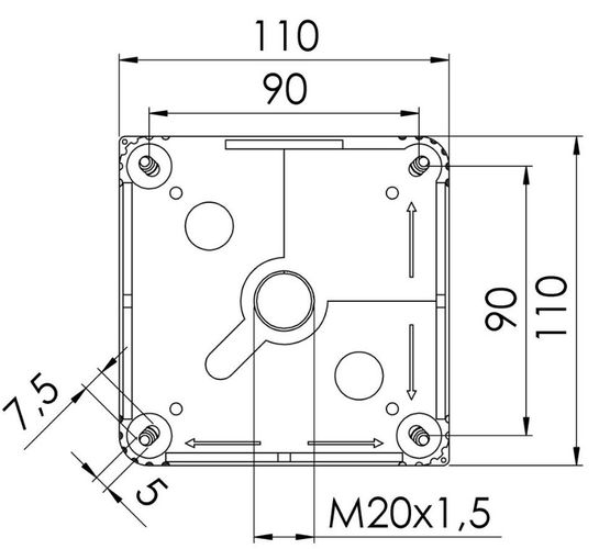 Jungiamoji dėžutė 110x110x66mm, Ø5.2-17mm kabeliams, hermetinė IP66/IP67 COMBI-607-LG