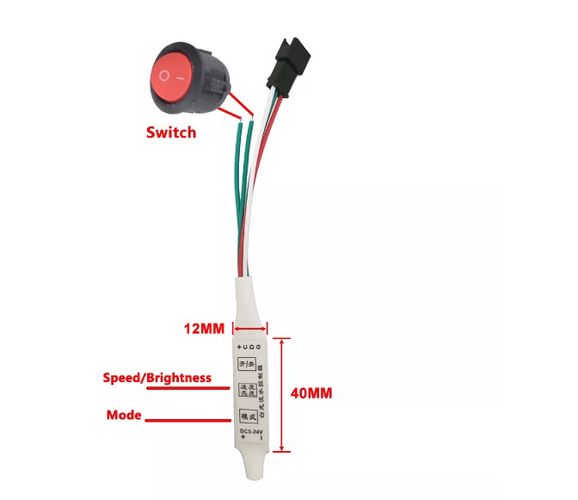 LED controller for one color LED strips WS2811 5-24Vdc, with external switch contacts CONT-IC-MONO